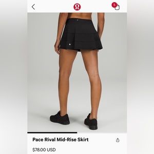 NWT Lululemon Pace Rival Mid Rise Skirt
